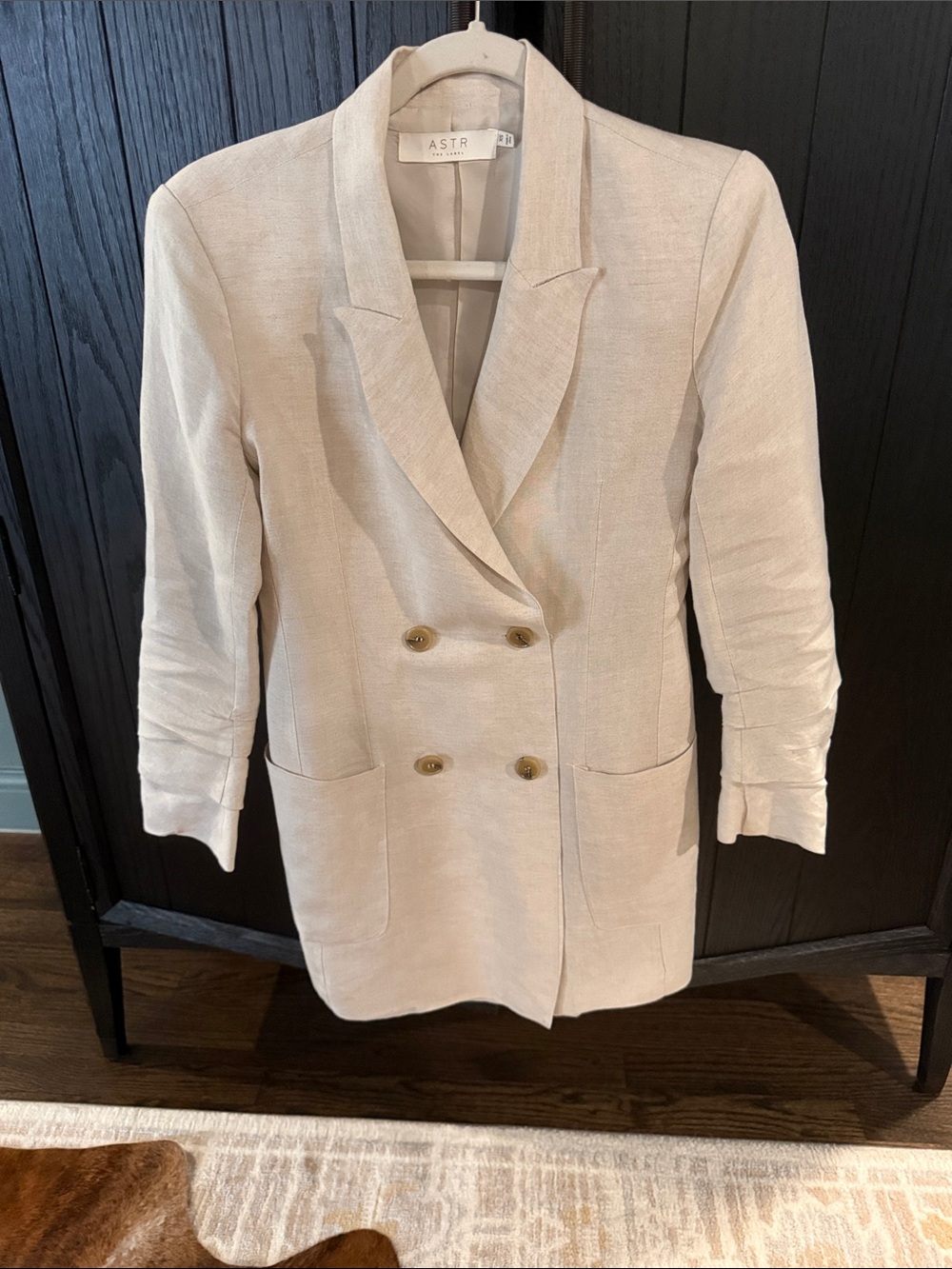 ASTR Cream Double-Breasted Blazer with Gold Buttons